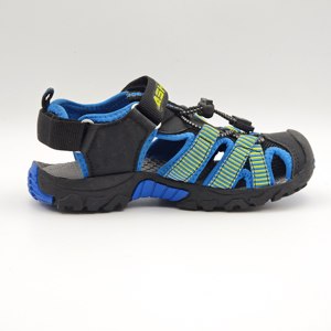 Sandales d'été pour garçons bleues et jaunes à bout fermé - Velcro, maille respirante, semelle EVA antidérapante, légères, chaussures de randonnée pour enfants - Product Image 4