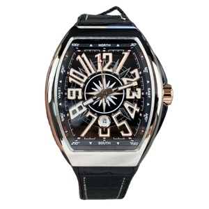 Montre mécanique automatique pour homme, boîtier tonneau, cadran noir, design boussole, bracelet en cuir, étanche, style business décontracté, Disneies - Product Image 1