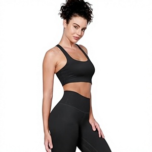HAWK SPORTS INDUSTRIES Leggings de yoga taille haute sans couture pour femme, longueur intégrale, respirants, extensibles, 220g, sportifs, couleur unie noir - Product Image 1