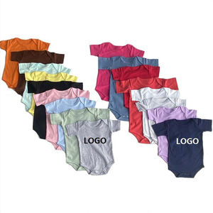 Toptan onesie bebek giysileri romper düz özel baskı kısa kollu renkli boş 100% organik penye pamuk bebek tulumu - Product Image 2
