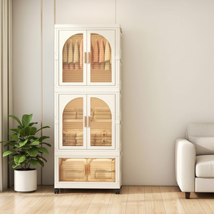 Armario de Plástico Plegable de 2 Puertas con 3 Cajones para Almacenamiento en el Hogar, Dormitorio, Organizador de Ropa, Armario de Almacenamiento Doméstico - Product Image 4