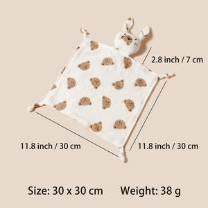 Mode sommeil jouet apaiser apaiser serviette bavoirs bébé léopard arc-en-ciel Floral mousseline coton Lovey lapin bébé couverture de sécurité - Product Image 5