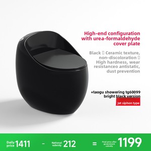 Inodoro de cerámica de una pieza Tao Gu Net Red New Personality Black Small Egg con descarga por sifón P-Trap, versión negro mate 60099 - Product Image 6