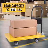 Carretilla de Mano Plegable de Alta Resistencia, Plataforma Plana con Capacidad para 660 Libras, con Ruedas Giratorias para Hogar, Almacén, Garaje