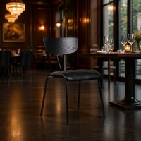 Chaise de salle à manger industrielle moderne en métal noir empilable pour café, restaurant, bistrot commercial et café-restaurant