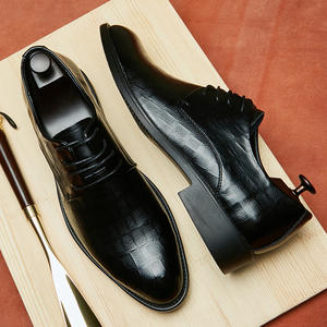 Zapatos de cuero para hombre, estilo británico, con punta en pico, con cordones, que aumentan la altura, formales, casuales, modernos, para jóvenes, para bodas - Product Image 3