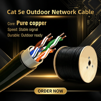 Câble Ethernet RJ45 Cat5e UTP intérieur, 8 conducteurs en cuivre massif 24AWG, gaine PVC flexible, 1 Gbps, résistant aux intempéries, étanche, fiable