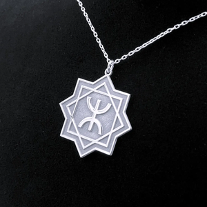 Collier Symbole de la Liberté Berbère en Acier Inoxydable 316L, Pendentif Étoile Amazighe, Collier Symbole Personnalisé - Product Image 6