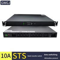 Commutateur Statique à Double Entrée STS10S-10A-C13, Commutation Automatique de l'Alimentation, Alimentation par Réseau (APR), PDU Intelligent, 8 Prises, Distribution de l'Énergie
