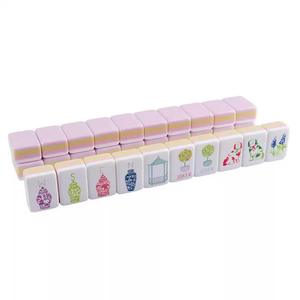 American Luxury 4 - layer Light Pink Acrylic Mahjong Tiles Set, Portable for Household <b>Entertainment</b> - Product Image 2