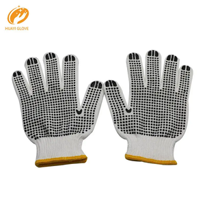 Guantes de seguridad para el trabajo, manoplas de punto de una sola Palma, de PVC, antideslizantes, punteados, color blanco y negro - Product Image 6