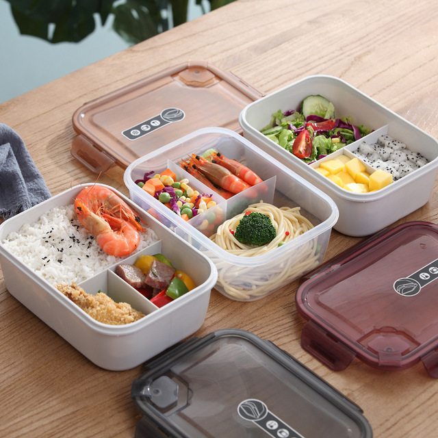 3 Compartment Leakproof Stackable PP Lid BPA-Free Airtight Microwave Safe Dishwasher Safe Durable Food Storage Lunch Box