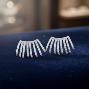 Orecchini in Oro Bianco con Diamanti Taglio Baguette, Gioielli di Lusso Naturali per Donna - Product Image 2