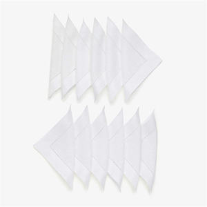 Mẫu miễn phí Bán buôn giá rẻ kích thước đầy đủ Trắng 55% linen 45% Cotton Cocktail Khăn ăn hemstitched vải Coaster cho khách sạn wed - Product Image 3