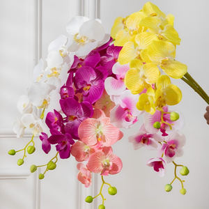 9 Heads White Orchid Flowers Artificial Silk Phalaenopsis Flowers Home Wedding Decoration Flowers - Product Image 1