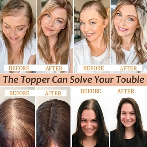Livraison rapide, prêt à être expédié, cheveux russes doublement tirés, base mono 3*5.5, topper populaire, couleur ombrée brun, topper mono pour salon - Product Image 6