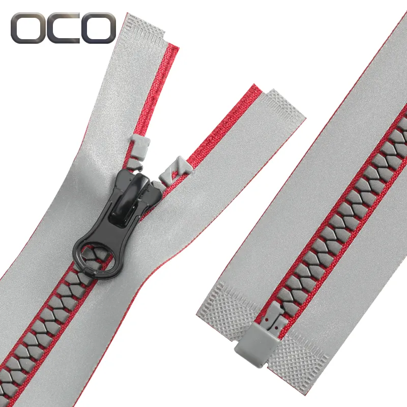 OCO Custom Reflective #5 Pu Waterproof Coating Resin Zipper Tape Pouch Waterproof Zipper For waterproof suits and diving suits