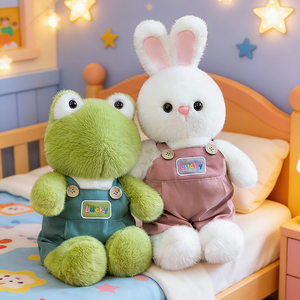 Peluche Animale Série Lucky Family de 40 cm, <span class=keywords><strong>Grenouille</strong></span> ou Chat, Douce et Rembourrée, Remplissage Coton PP, Vêtements Amovibles, Vente en Gros - Product Image 3