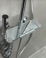 Système de douche en laiton chromé poli, eau froide et chaude, avec pommeau de pluie et jet, et douchette à main pour usage domestique