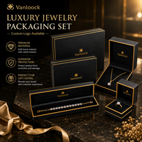 Ensemble d'emballages de luxe personnalisés pour bijoux, boîte à anneaux noire et dorée, boîte à colliers, boîte à bracelets, collection de cadeaux haut de gamme