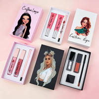 Kit de gloss à lèvres 3-en-1 personnalisable – Maquillage waterproof avec crayon à lèvres rotatif, rouge à lèvres liquide mat et gloss à lèvres – Coffret