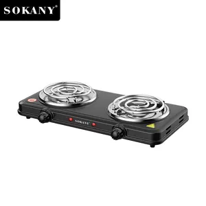 Zogifts SOKANY Kitchen Multi-function Small 2 Burner Stove Cooking Electric Hot Plate Cooker with Cast Iron Heating Element