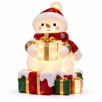 Bonhomme de neige gonflable de Noël avec éclairage LED et boîtes cadeaux, bonhomme de neige avec chapeau rouge et écharpe pour la décoration de jardin extérieur, pelouse, Noël, fêtes