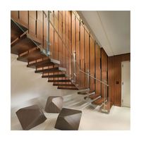 Escalier flottant au design moderne ACE Factory, marches antidérapantes en bois massif avec éclairage LED intégré