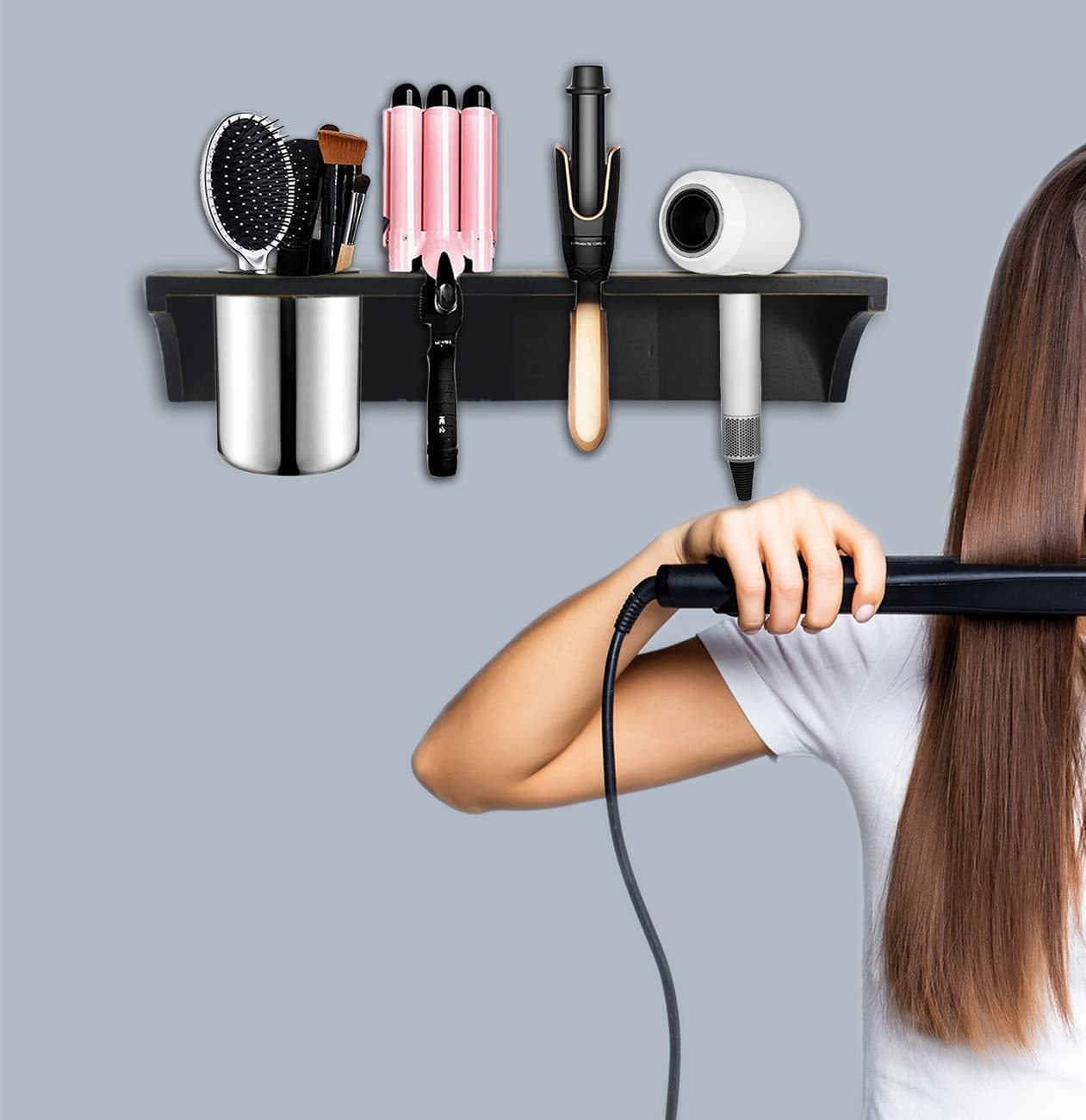 Support Mural Pour Sèche-cheveux - Organisateur Pivotant Salle De Bain Rangement Pratique Pour Seche Cheveux Et Accessoires 99412277