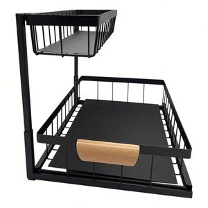 Nouveau Rangement et Organisateur Ajustable à 2 Niveaux pour Armoire Sous Évier de Salle de Bain et Cuisine, avec Tapis de Cuisine et Tiroir Coulissant Simple - Product Image 4