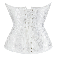 Corsé con cordones, top bustier, con varillas de acero, negro, blanco, jacquard floral, poliéster