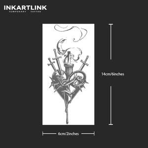 Autocollant de <span class=keywords><strong>tatouage</strong></span> semi-permanent réaliste en forme de sabres Sacré-Cœur, longue durée (2 semaines/15 jours), imperméable, art corporel pour hommes, vente en gros - Product Image 4