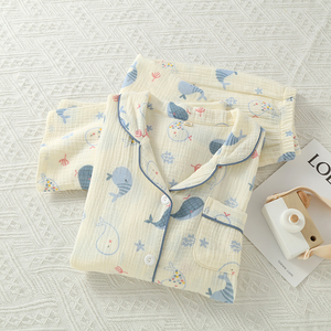 Cardigan 100% coton avec impression de dessin animé <span class=keywords><strong>garçon</strong></span> fille pyjamas à manches longues <span class=keywords><strong>adolescent</strong></span> vêtements de nuit pour le printemps et l'automne pour les vêtements d'été - Product Image 3