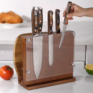 BSTW <span class=keywords><strong>support</strong></span> de <span class=keywords><strong>couteau</strong></span> en bois double face aimants organisateur de stockage de cuisine multifonctionnel écologique pour 10 couteaux porte-sac à rouleau - Product Image 2