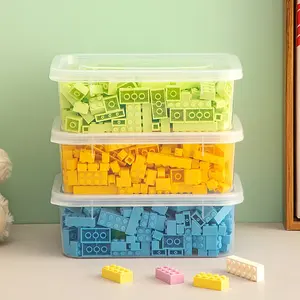 ふた付きポータブル透明キッズおもちゃ収納ボックス折りたたみ式レゴおもちゃプラスチックビン多機能収納