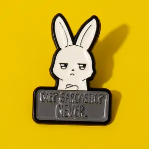 OEM disegni in metallo personalizzato in lega di zinco design carino nero placcato coniglietto morbido smalto distintivo spille spille