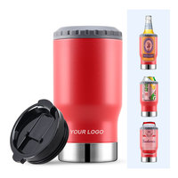 Refroidisseur de canettes 4-en-1 en acier inoxydable de 12 oz, isolé sous vide, blanc, vierge, pour sublimation, avec couvercle, pour bière, personnalisable avec logo