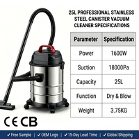 25L Kantong Filter Udara HEPA Ultra Halus untuk Penyedot Debu Elektrik 20L Kapasitas Hisap Rumah Tangga Hotel Baja Tahan Karat Jerman CE CB