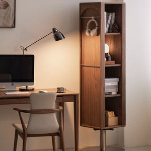 Estantería Giratoria de 360 Grados para Libros |   Gabinete de Almacenamiento de Madera Sólida con Barra para Colgar, Iluminación LED, Color Personalizado para Uso en Supermercados - Product Image 3