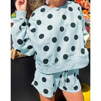 Ensemble de survêtement à pois surdimensionné en 2 pièces, ensemble de shorts personnalisés, ensemble de survêtement pour femmes, ensemble de shorts de détente à pois en 2 pièces