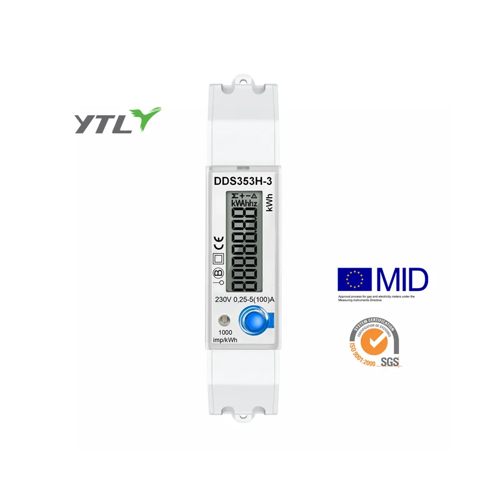 YTL DDS353H Ruído-Trilho Singlephase 1 módulo CE MID Certificado Monofásico Medidor De Energia Inteligente