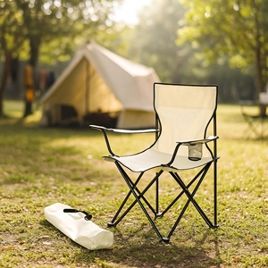 Sedia da Campeggio Pieghevole Kermit Beige 51x51x83 in Acciaio Leggero Richiudibile per Campeggio Escursionismo Viaggi Logo Personalizzabile - Product Image 2