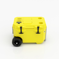 Glacière thermique de plage 40L avec roues extra larges, table latérale pliable, boîte de rangement pour haut-parleur, affichage de la température, chargement USB