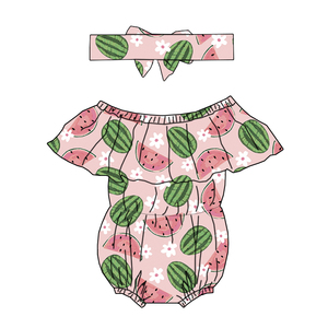 Abito monopezzo con maniche di pizzo da ragazza appena arrivato vestito intero per neonati con motivi a base di frutta - Product Image 3