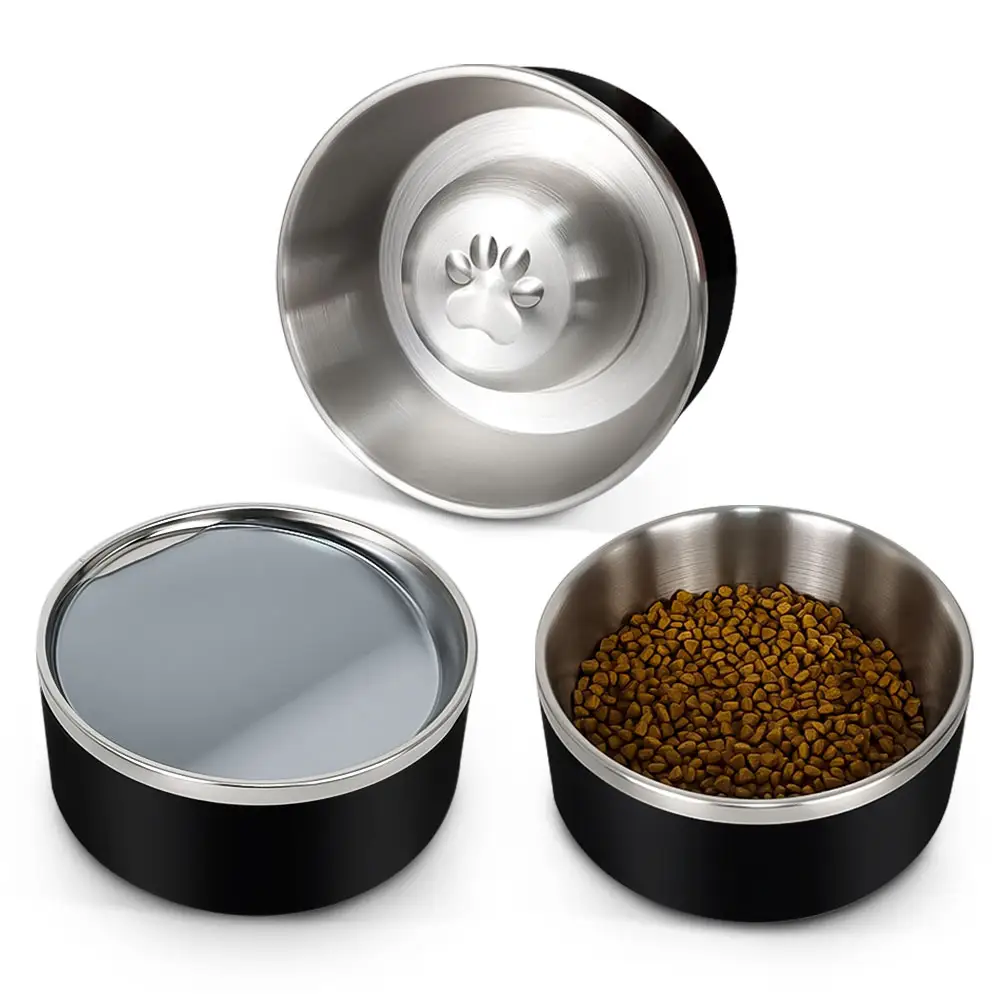 Lihong 2022 New Pet Product Silicon Base Dog Water Food Bowl Elevated Dog Cat Bowl Slow Feeder Stainless Pet Bowl Dog