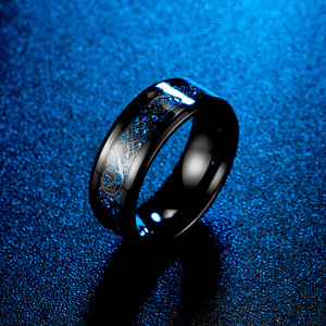 yunnique style retro carbon fiber Nibelungen <b>titanium</b> steel <b>ring</b> for men, niche and personalized everyday jewelry. - Product Image 3