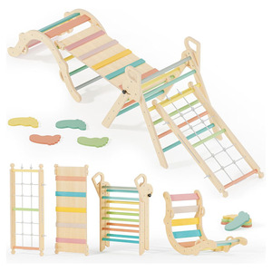 Bluewood 10-in-1 pikler tam giác Set, Toddler leo núi Đồ chơi trong nhà, Montessori leo núi, bé rừng phòng tập thể dục với vòm - Product Image 1