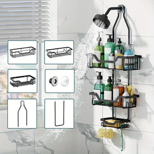 Support <span class=keywords><strong>de</strong></span> rangement en métal pour salle <span class=keywords><strong>de</strong></span> bain avec fonction <span class=keywords><strong>de</strong></span> suspension <span class=keywords><strong>de</strong></span> <span class=keywords><strong>pommeau</strong></span> <span class=keywords><strong>de</strong></span> <span class=keywords><strong>douche</strong></span> Crochets muraux et porte-savon pour l'organisation <span class=keywords><strong>de</strong></span> l'espace - Product Image 5