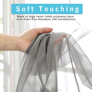 OWENIE Rideau de fenêtre en tissu transparent uni à <span class=keywords><strong>passe</strong></span>-<span class=keywords><strong>tringle</strong></span>, pour salon - Product Image 3