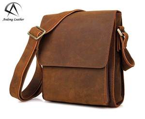 Sac à bandoulière pour homme en cuir de vachette importé d'Italie, Andong, style rétro, cuir Crazy Horse, grande capacité, sacs messagers, sac d'affaires pour homme - Product Image 1